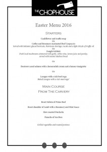 Chophouse Easter menu 2016